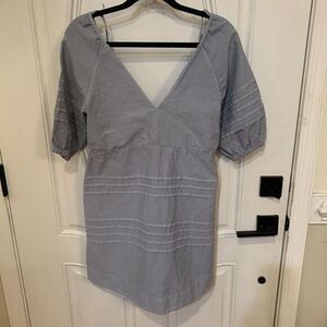 7 For All Mankind Women's Denim Blue Dress sz S‎ Ruffles Tie Back boho western